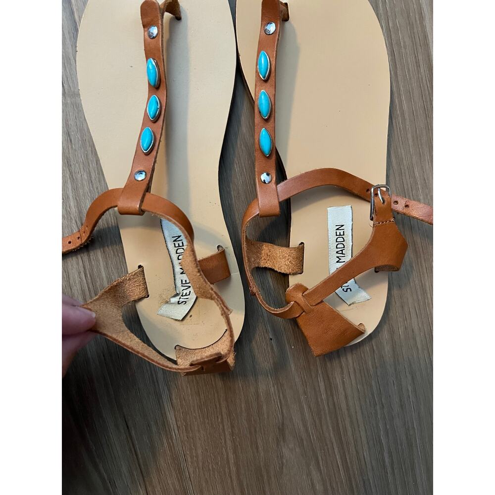 Steve Madden Brown Sandals with Teal Accents – Size 39 - Picture 2 of 3